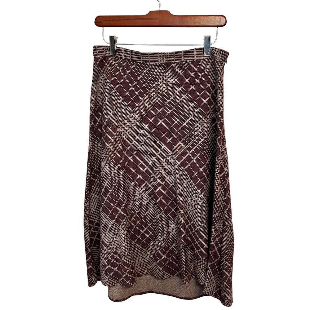 Lux Women's A-Line Knee Length‎ Skirt Size 9 Maroon Check Casual - Picture 2 of 7